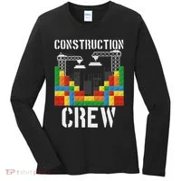 Construction Crew Master Builder Bricklayer Building Blocks Women's Long Sleeve Shirt thumb 0