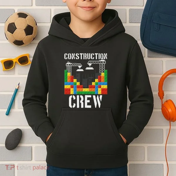 Construction Crew Master Builder Bricklayer Building Blocks Kids Hoodie