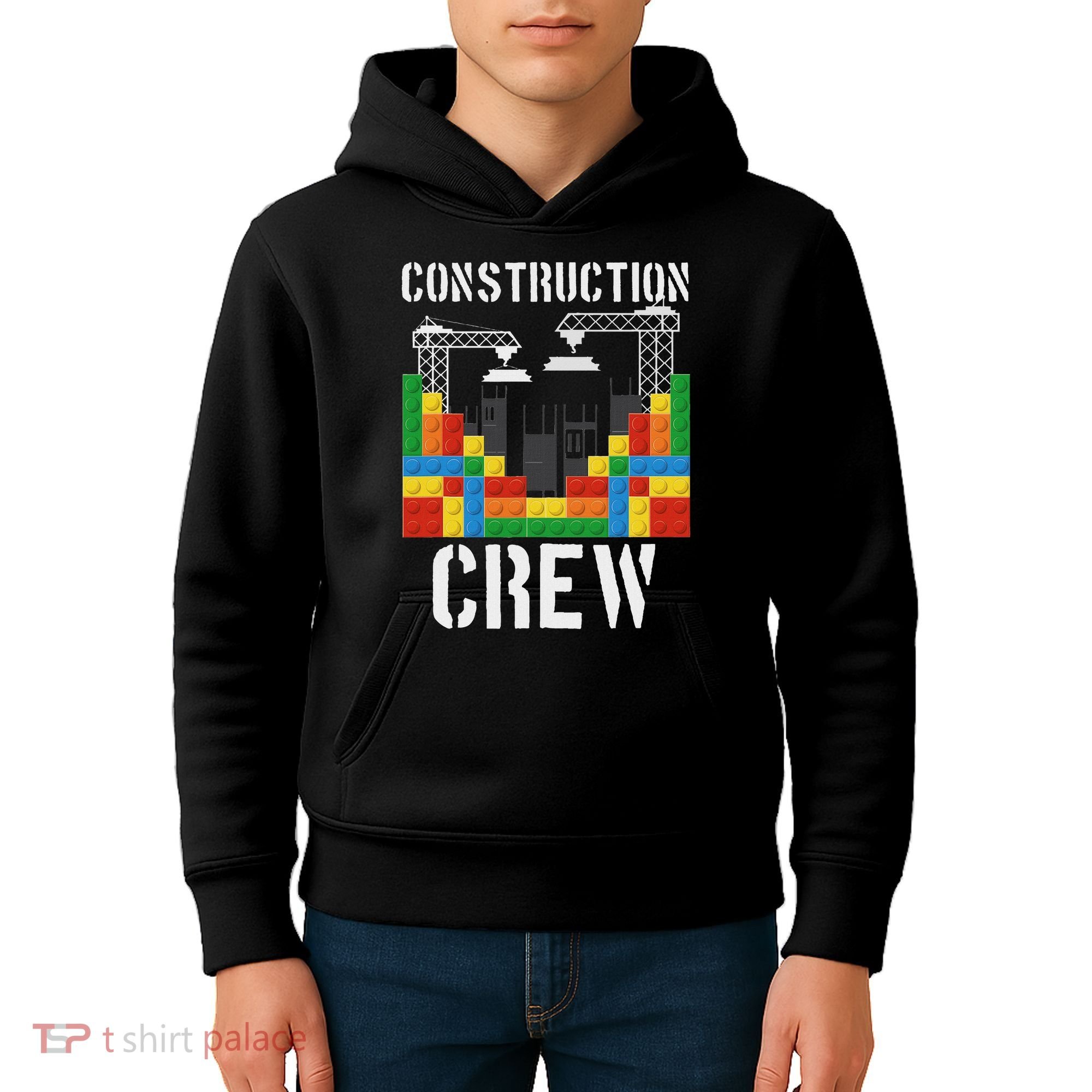 Construction Crew Master Builder Bricklayer Building Blocks Kids Hoodie