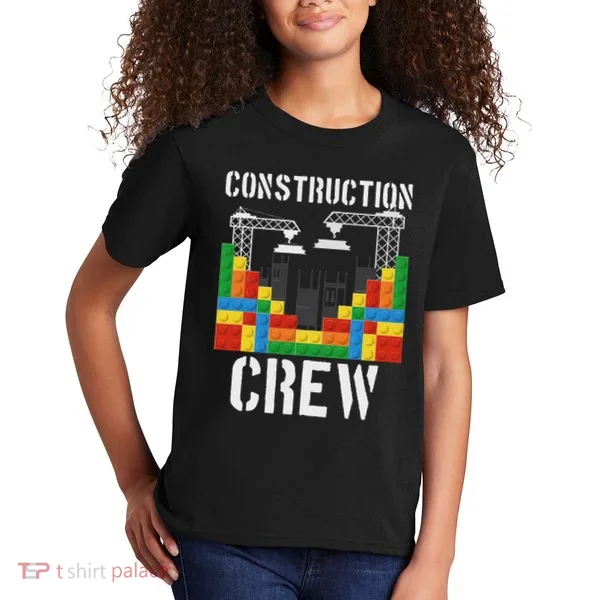 Construction Crew Master Builder Bricklayer Building Blocks Kids T-Shirt