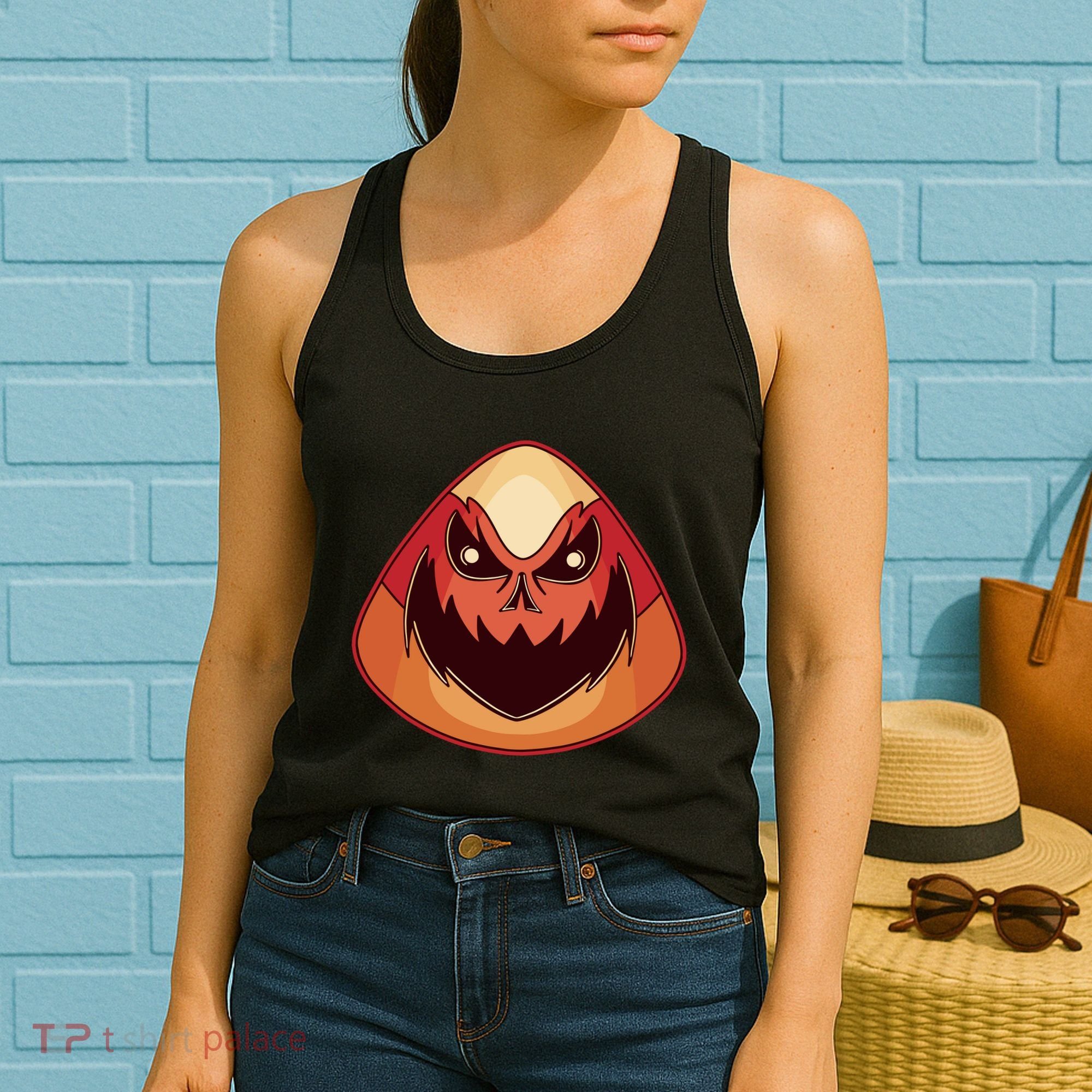 Candy Corn Monster Halloween Women's Tank Top