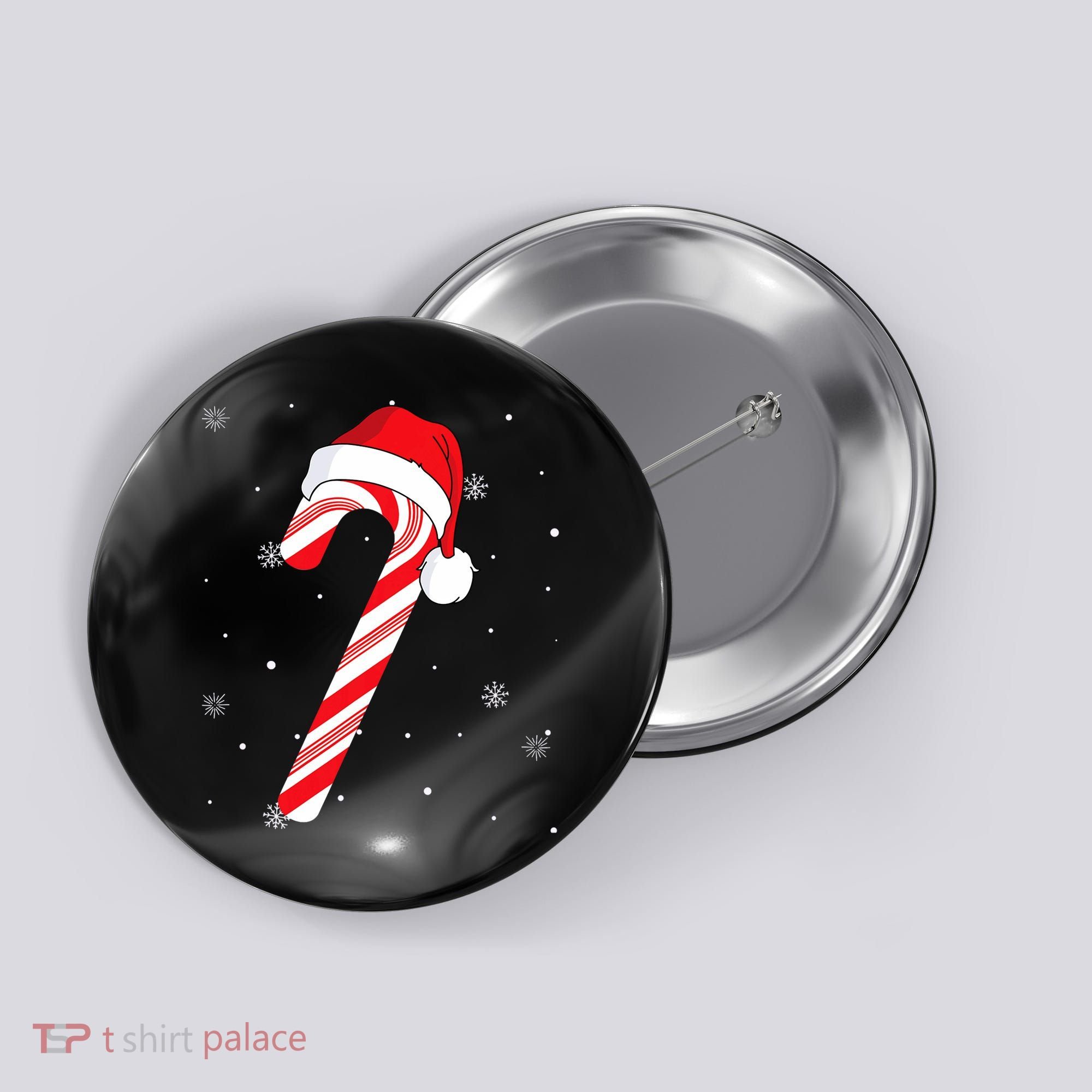 Candy Cane Merry And Bright Red And White Candy Button