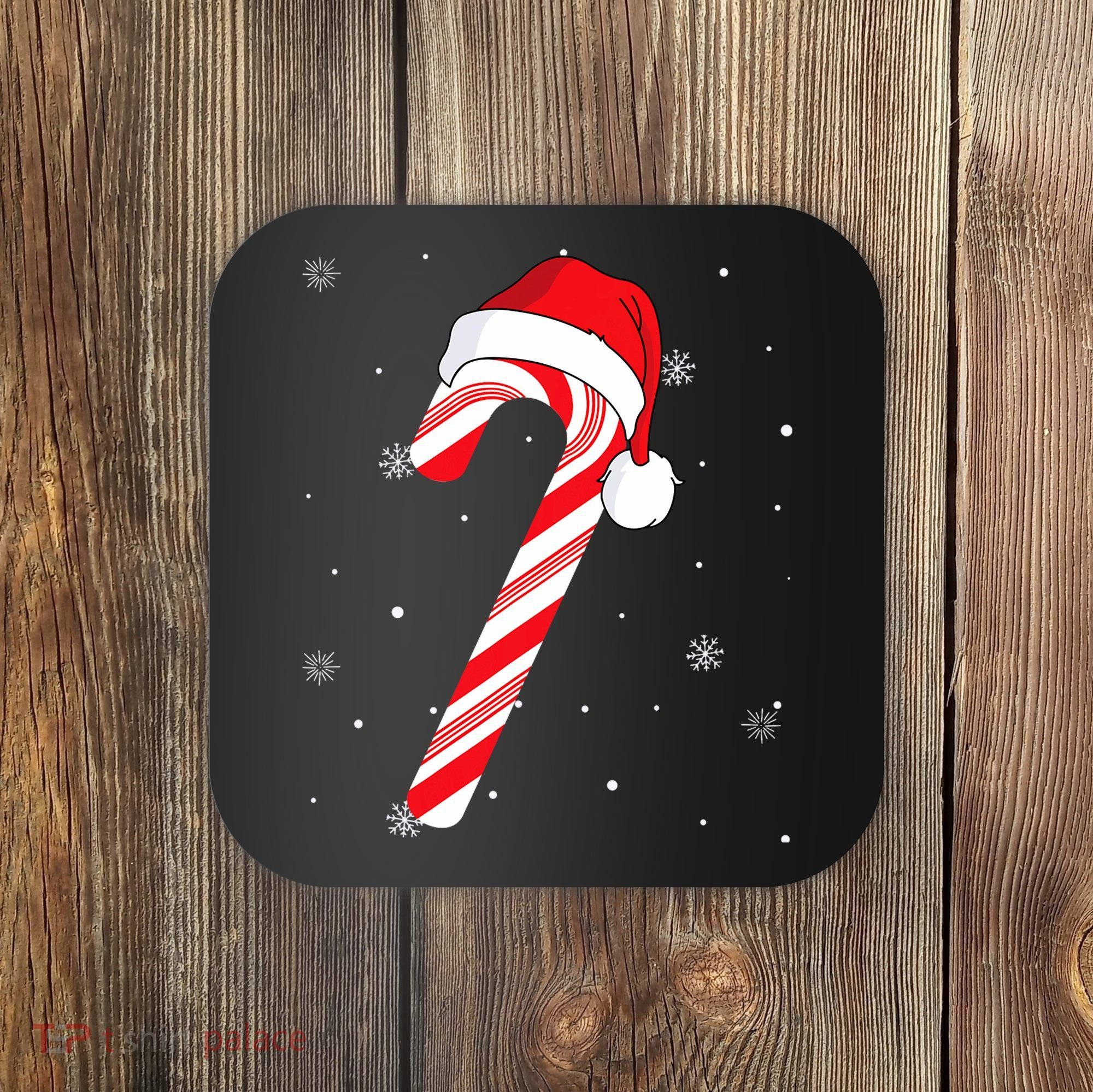 Candy Cane Merry And Bright Red And White Candy Coaster