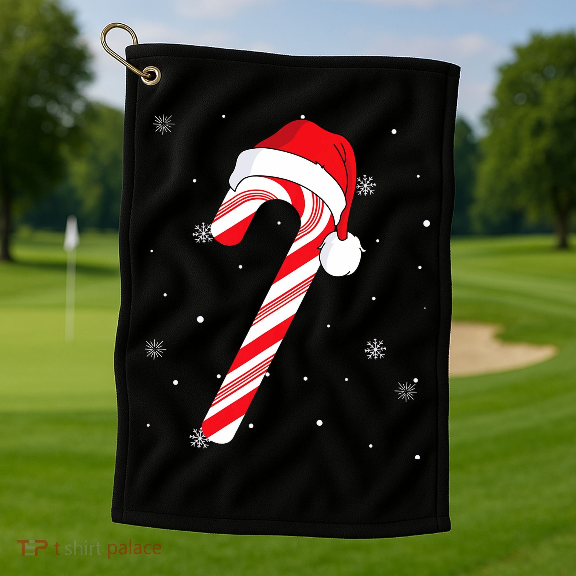 Candy Cane Merry And Bright Red And White Candy Golf Towel