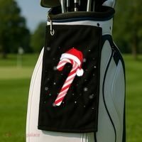 Candy Cane Merry And Bright Red And White Candy Golf Towel thumb 2