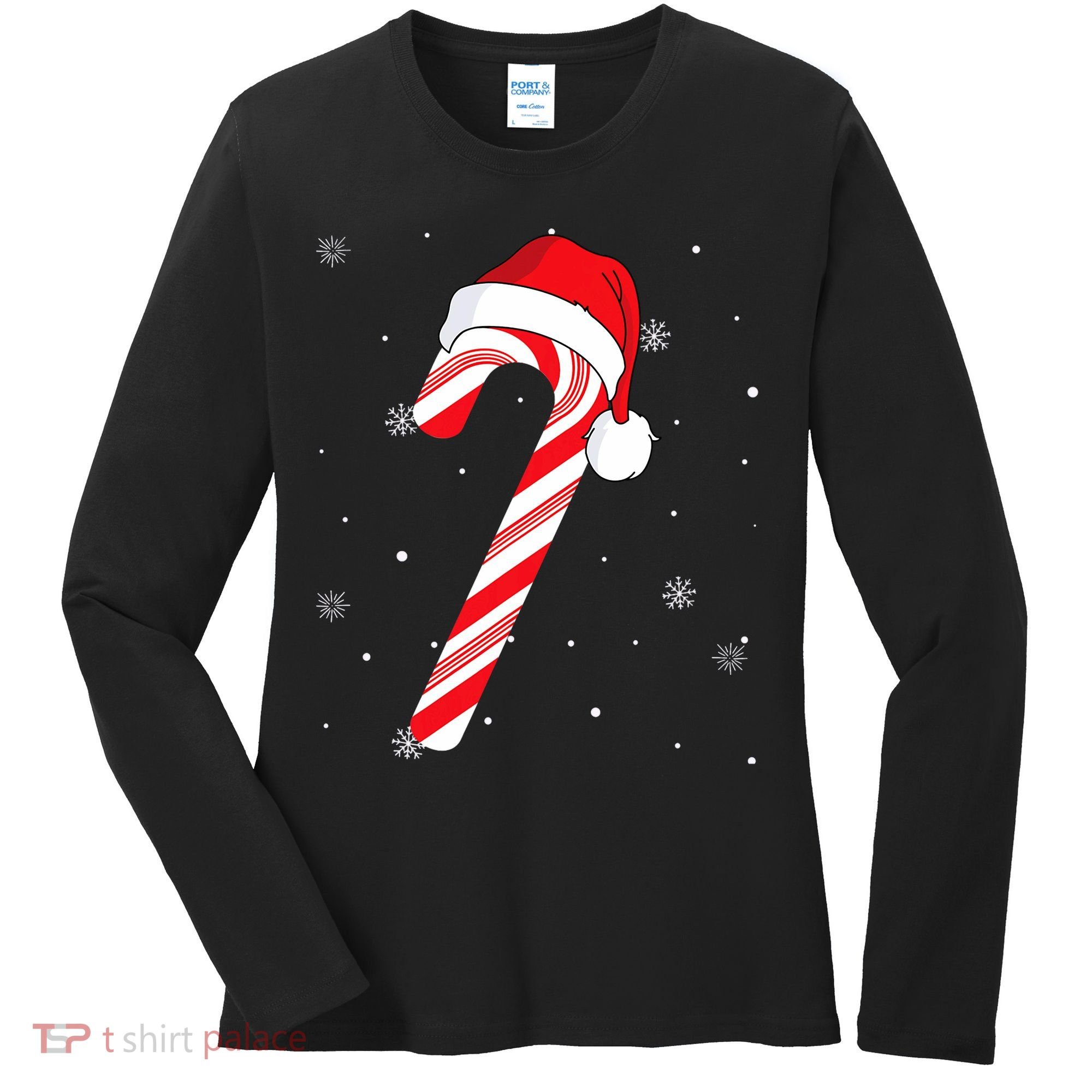 Candy Cane Merry And Bright Red And White Candy Women's Long Sleeve Shirt