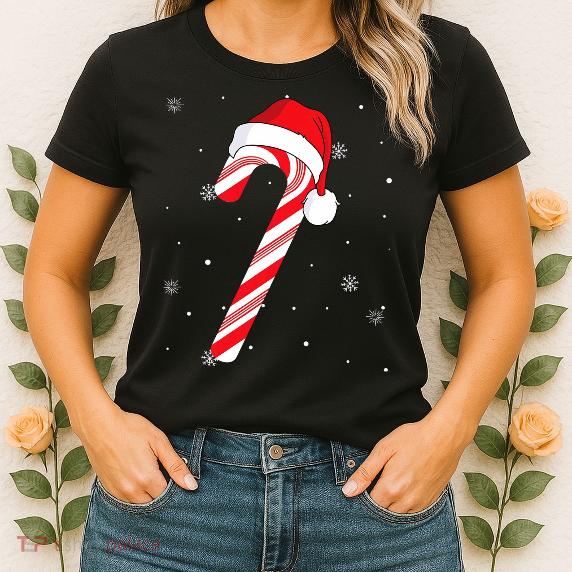 Candy Cane Merry And Bright Red And White Candy Women's T-Shirt