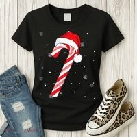 Candy Cane Merry And Bright Red And White Candy Women's T-Shirt thumb 3