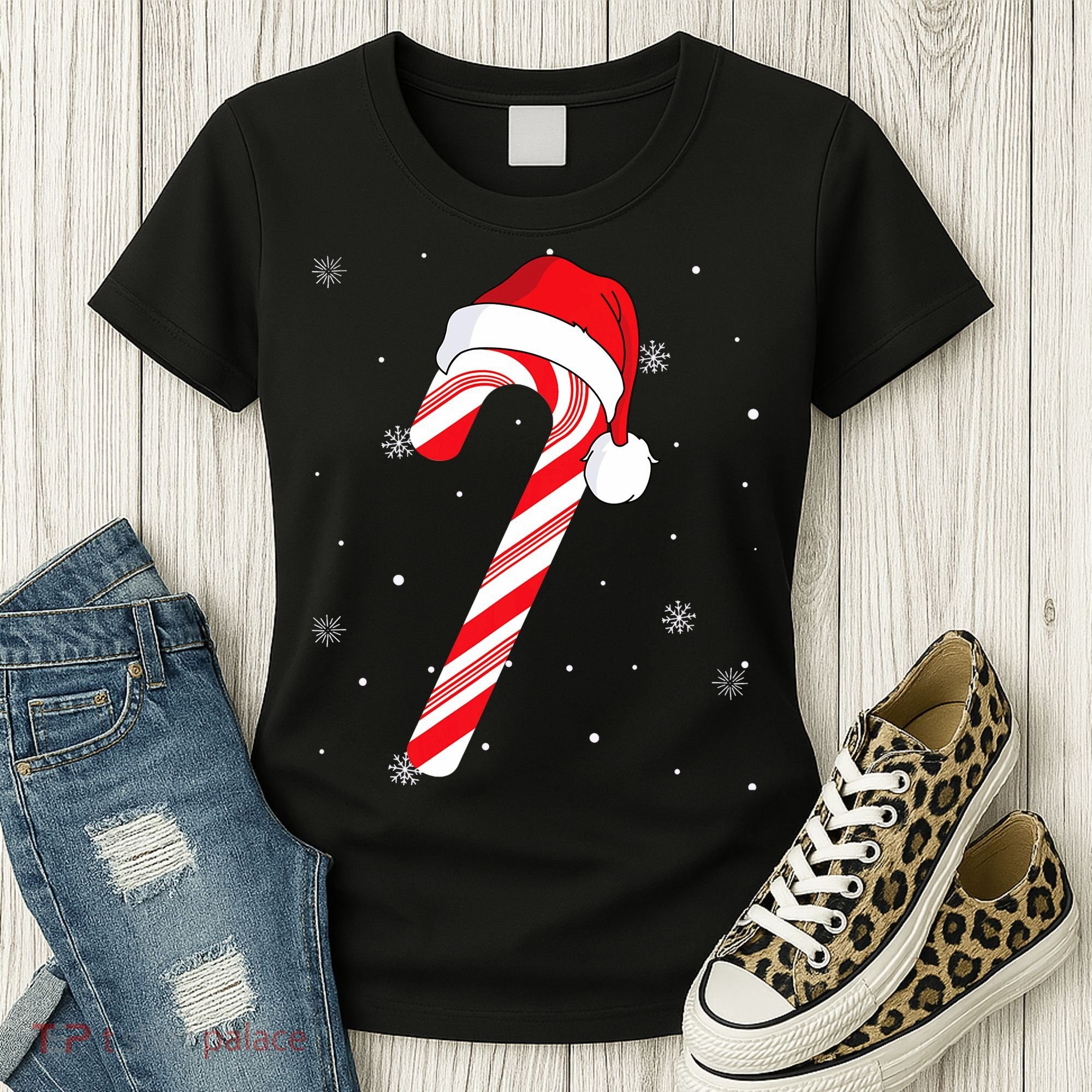 Candy Cane Merry And Bright Red And White Candy Women's T-Shirt