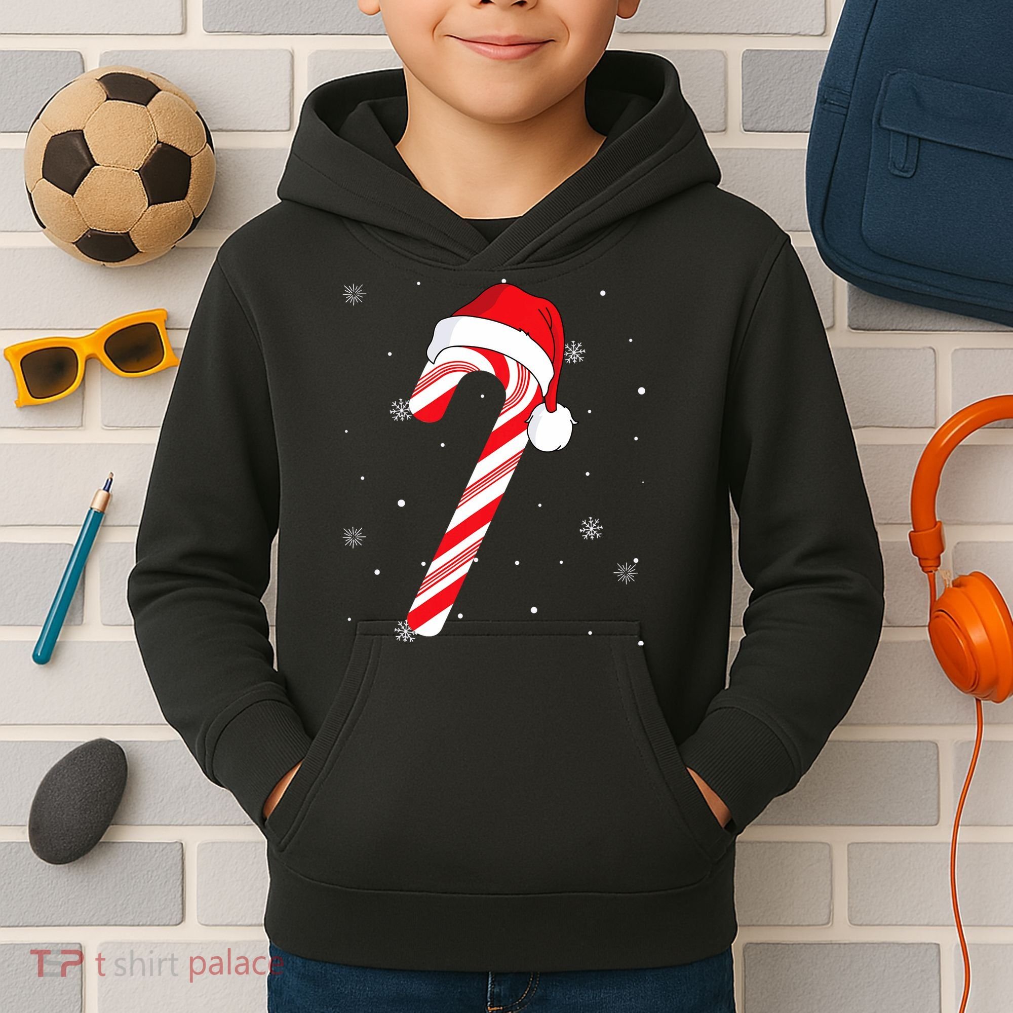 Candy Cane Merry And Bright Red And White Candy Kids Hoodie