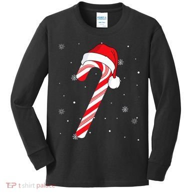 Candy Cane Merry And Bright Red And White Candy Kids Long Sleeve Shirt