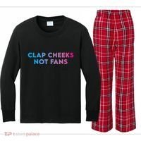 Clap Cheeks Not Fans Funny Edm Rave Festival Raver Kids Long Sleeve Plaid Pajama Set thumb 0