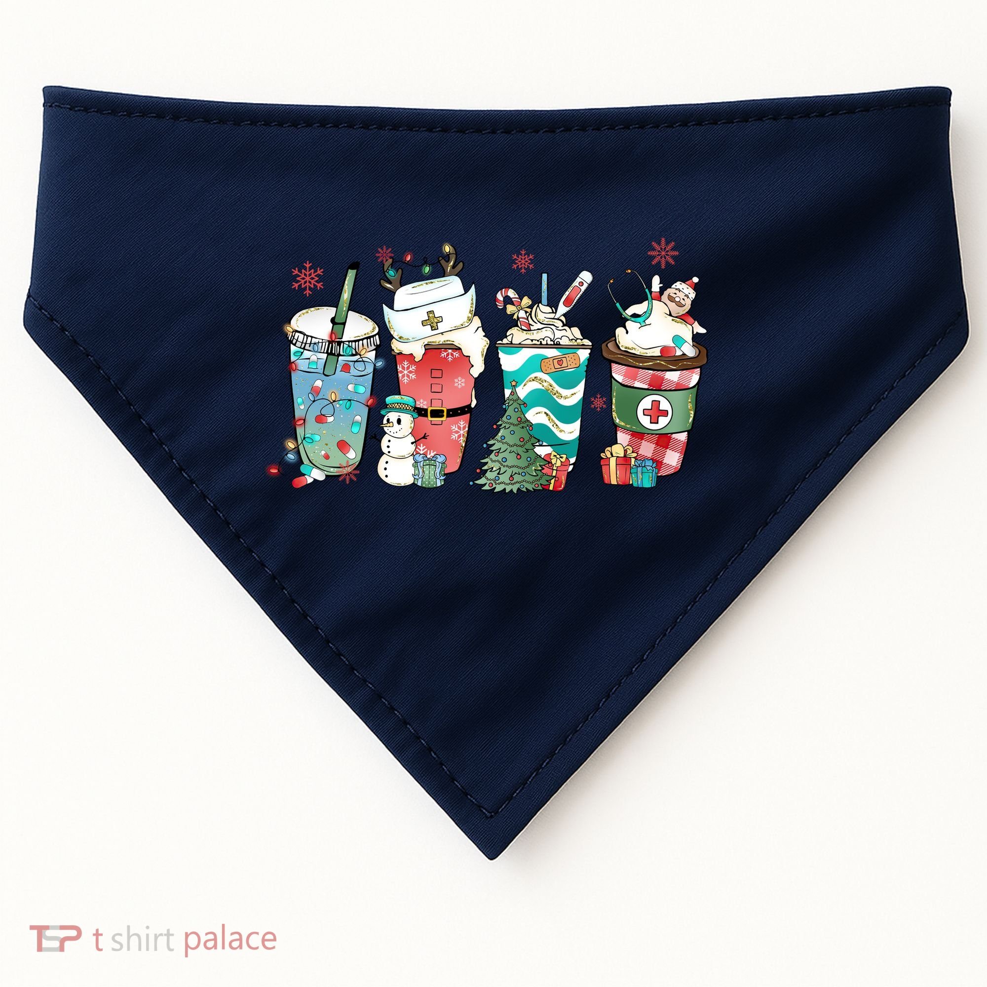 Christmas Coffee Nurse Latte Cozy Winter Xmas Coffee Lover USA-Made Doggie Bandana
