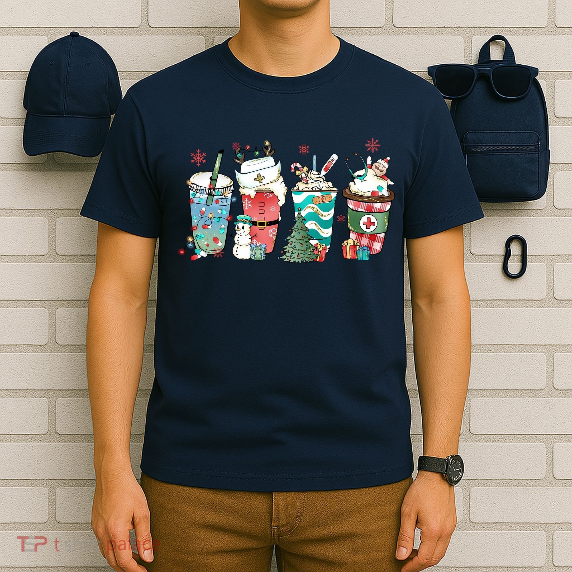 Christmas Coffee Nurse Latte Cozy Winter Xmas Coffee Lover T-Shirt