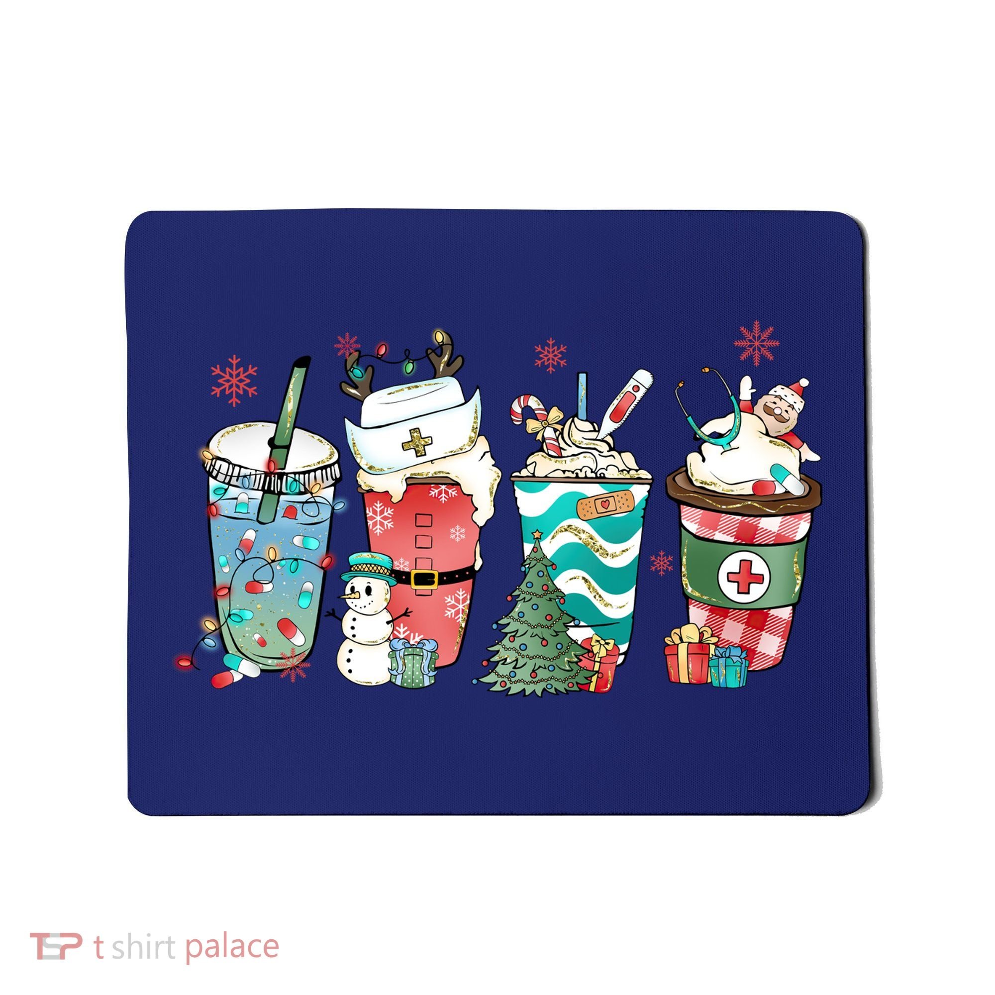 Christmas Coffee Nurse Latte Cozy Winter Xmas Coffee Lover Mousepad