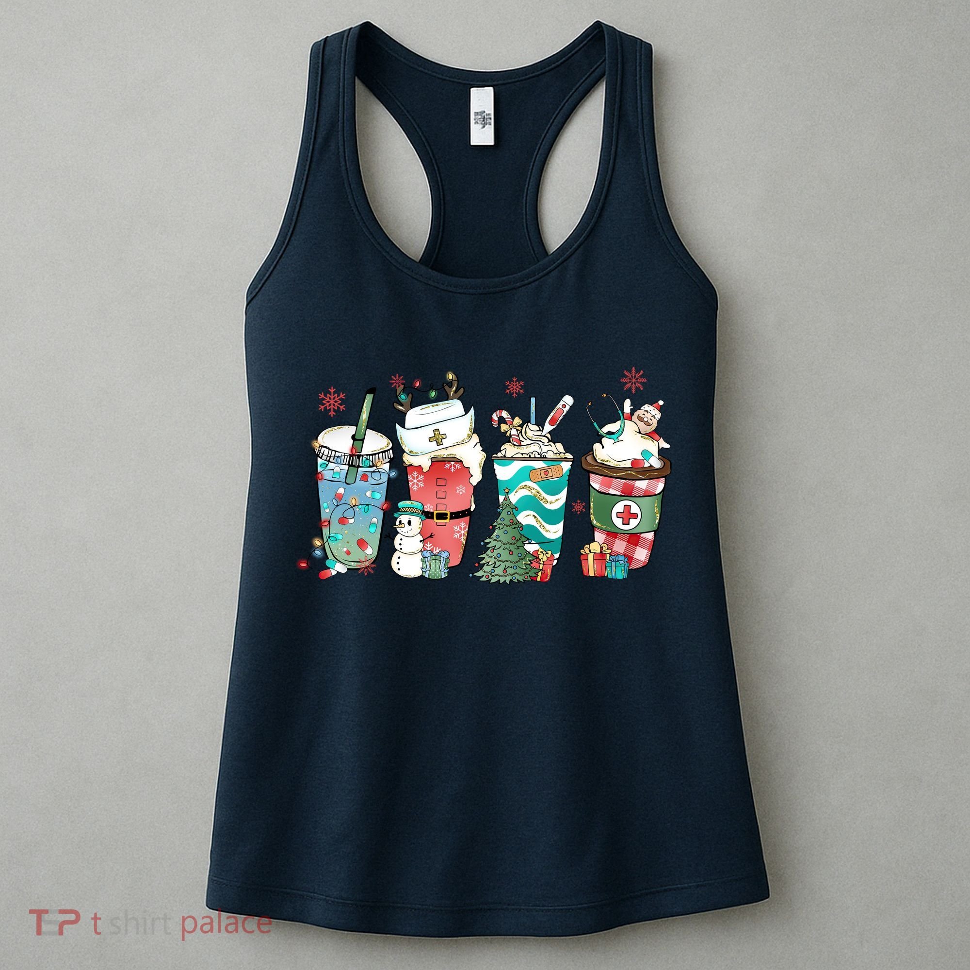 Christmas Coffee Nurse Latte Cozy Winter Xmas Coffee Lover Women's Tank Top