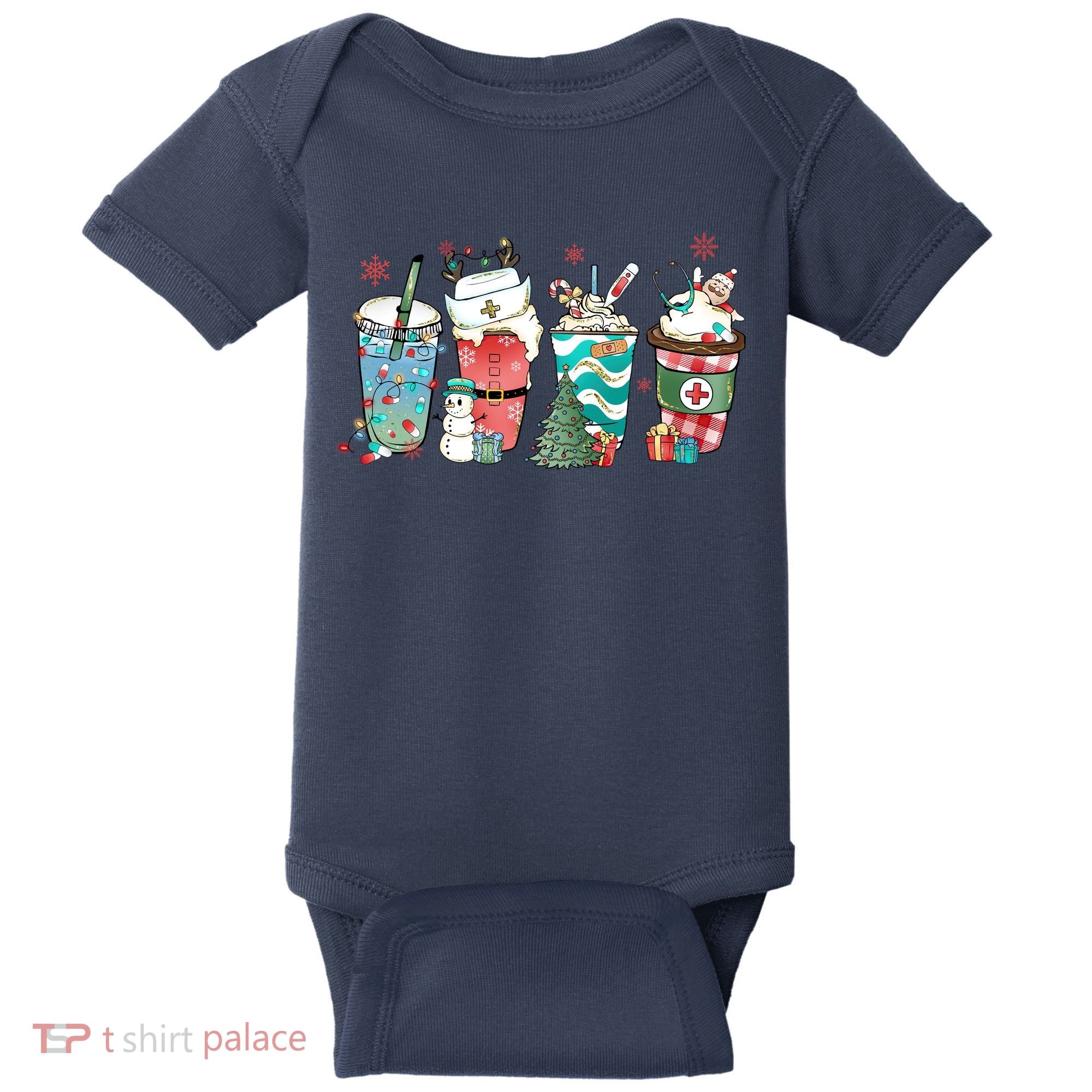 Christmas Coffee Nurse Latte Cozy Winter Xmas Coffee Lover Baby Bodysuit