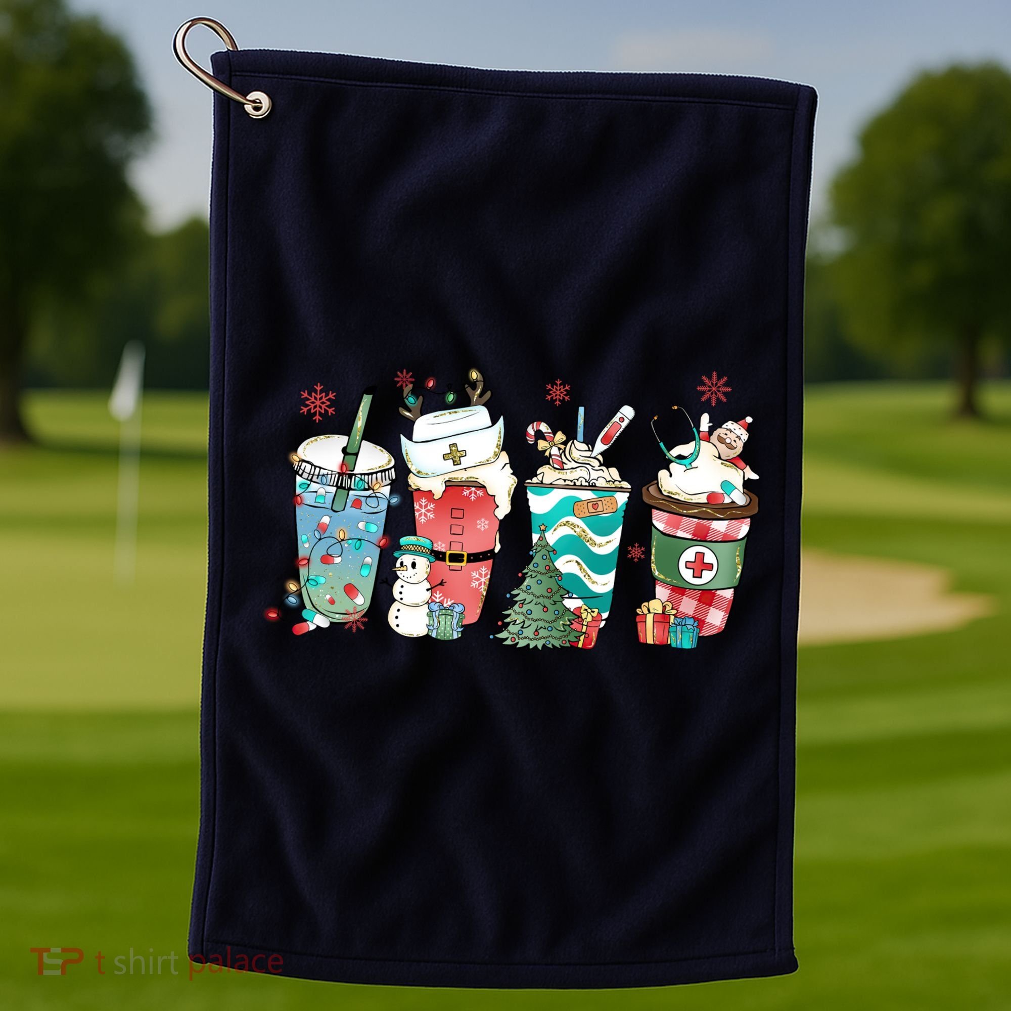 Christmas Coffee Nurse Latte Cozy Winter Xmas Coffee Lover Golf Towel