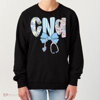 Coquette CNA Nurse Blue Floral Stethoscope Bow Cute Nurse Women's Sweatshirt thumb 0