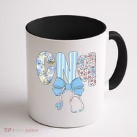Coquette CNA Nurse Blue Floral Stethoscope Bow Cute Nurse Coffee Mug thumb 1