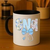 Coquette CNA Nurse Blue Floral Stethoscope Bow Cute Nurse Coffee Mug thumb 4