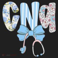 Coquette CNA Nurse Blue Floral Stethoscope Bow Cute Nurse Beanie thumb 2