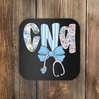 Coquette CNA Nurse Blue Floral Stethoscope Bow Cute Nurse Coaster thumb 0