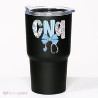 Coquette CNA Nurse Blue Floral Stethoscope Bow Cute Nurse Tumbler thumb 0