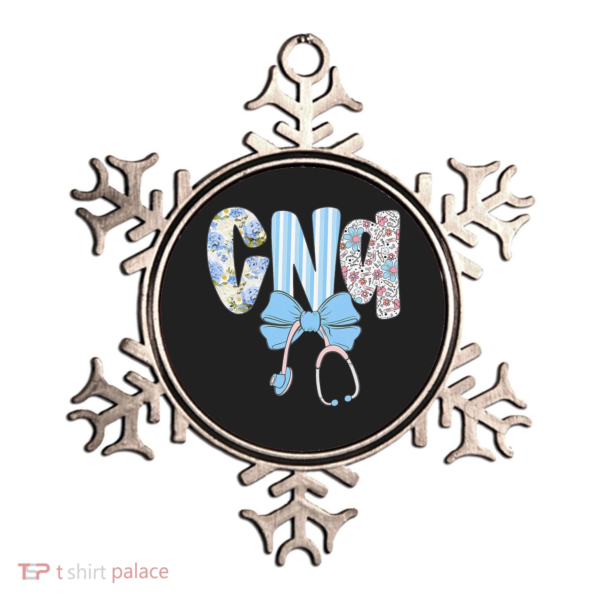 Coquette CNA Nurse Blue Floral Stethoscope Bow Cute Nurse Ornament