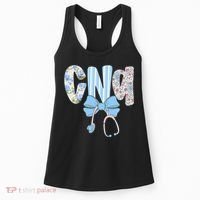 Coquette CNA Nurse Blue Floral Stethoscope Bow Cute Nurse Women's Tank Top thumb 0