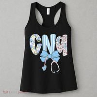 Coquette CNA Nurse Blue Floral Stethoscope Bow Cute Nurse Women's Tank Top thumb 3