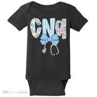 Coquette CNA Nurse Blue Floral Stethoscope Bow Cute Nurse Baby Bodysuit thumb 0