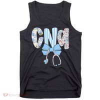 Coquette CNA Nurse Blue Floral Stethoscope Bow Cute Nurse Tank Top thumb 0