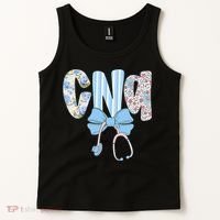 Coquette CNA Nurse Blue Floral Stethoscope Bow Cute Nurse Tank Top thumb 2