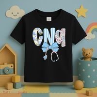Coquette CNA Nurse Blue Floral Stethoscope Bow Cute Nurse Toddler T-Shirt thumb 3