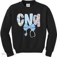 Coquette CNA Nurse Blue Floral Stethoscope Bow Cute Nurse Kids Sweatshirt thumb 0