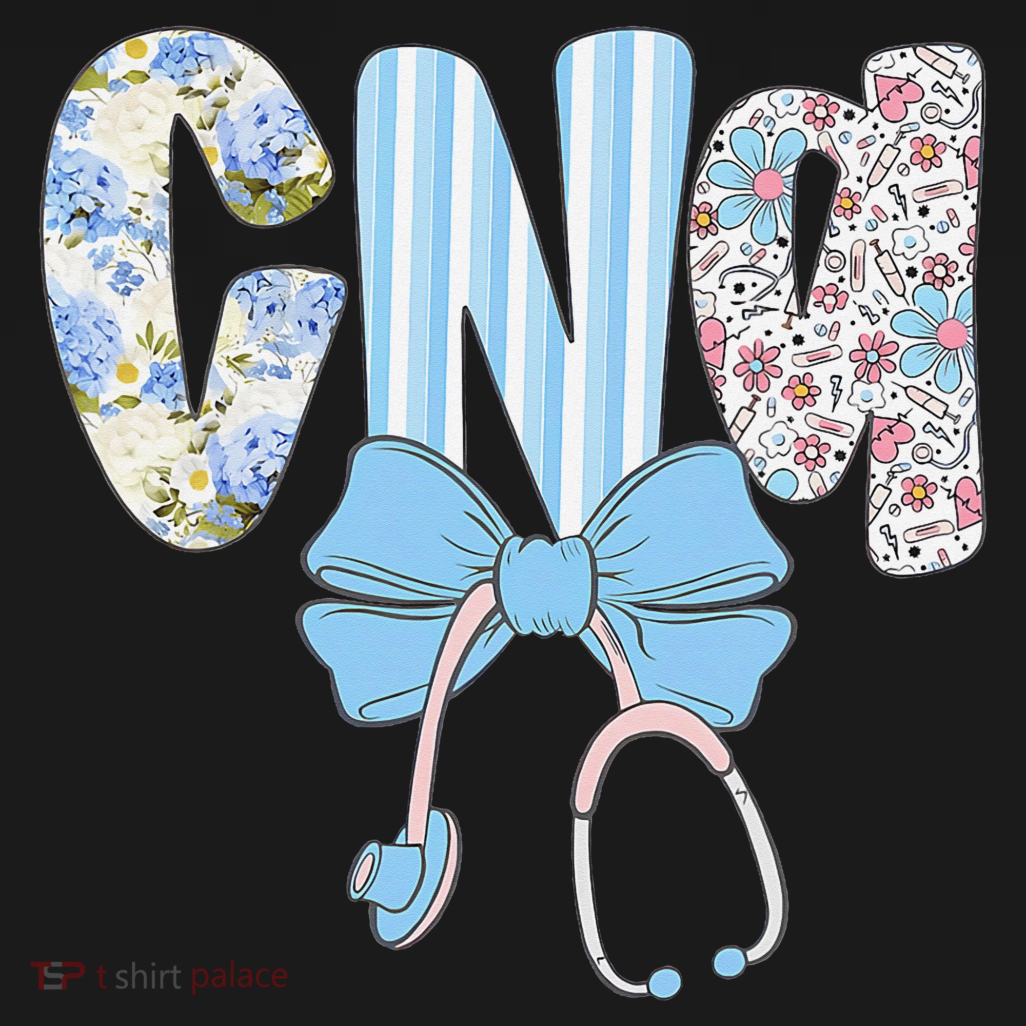 Coquette CNA Nurse Blue Floral Stethoscope Bow Cute Nurse Kids Sweatshirt
