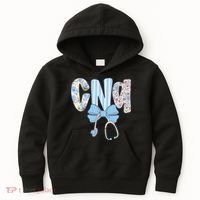 Coquette CNA Nurse Blue Floral Stethoscope Bow Cute Nurse Kids Hoodie thumb 0