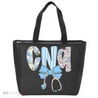 Coquette CNA Nurse Blue Floral Stethoscope Bow Cute Nurse Tote Bag thumb 0
