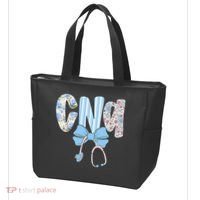 Coquette CNA Nurse Blue Floral Stethoscope Bow Cute Nurse Tote Bag thumb 3