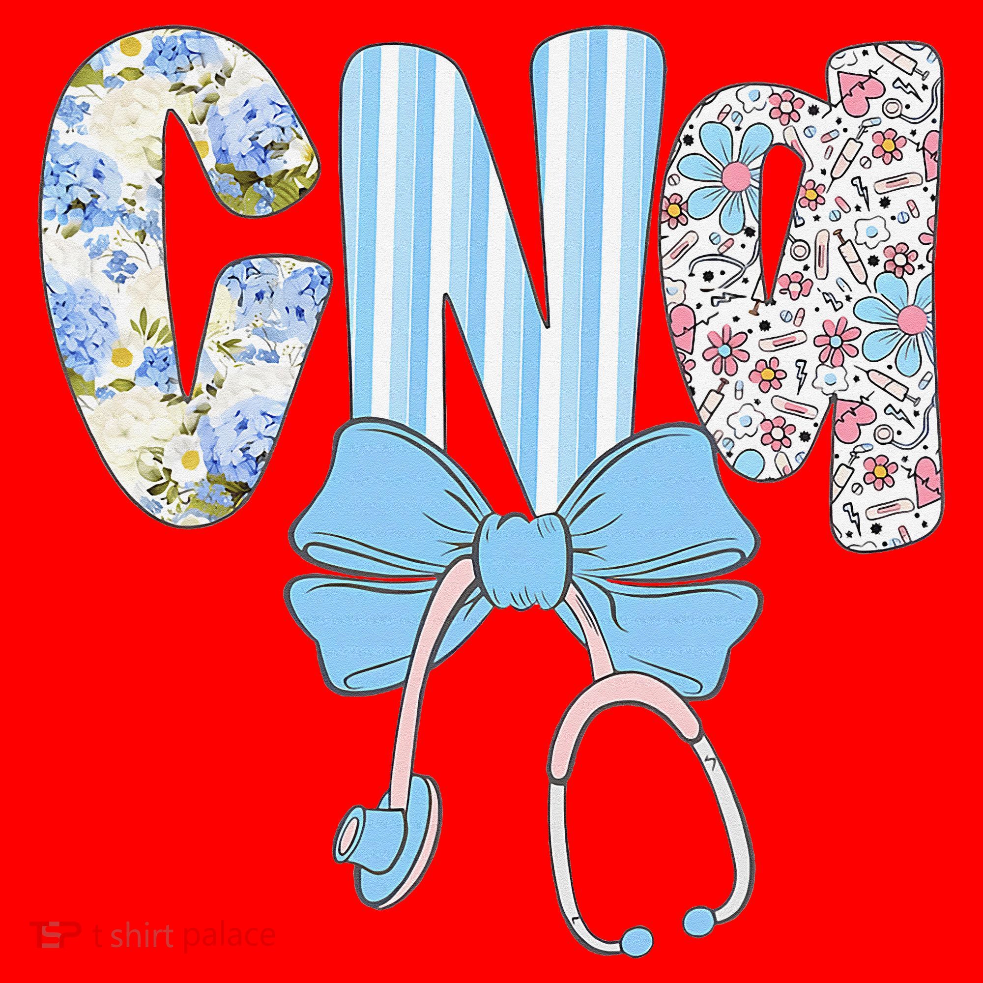 Coquette CNA Nurse Blue Floral Stethoscope Bow Cute Nurse Santa Hat