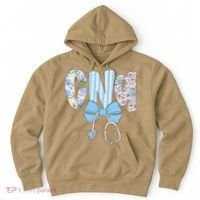Coquette CNA Nurse Blue Floral Stethoscope Bow Cute Nurse Hoodie thumb 0