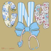 Coquette CNA Nurse Blue Floral Stethoscope Bow Cute Nurse Long Sleeve Shirt thumb 2
