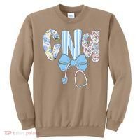 Coquette CNA Nurse Blue Floral Stethoscope Bow Cute Nurse Sweatshirt thumb 0
