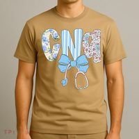 Coquette CNA Nurse Blue Floral Stethoscope Bow Cute Nurse T-Shirt thumb 3