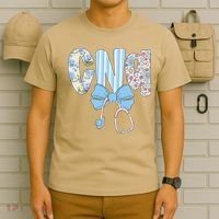 Coquette CNA Nurse Blue Floral Stethoscope Bow Cute Nurse T-Shirt thumb 6