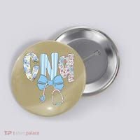 Coquette CNA Nurse Blue Floral Stethoscope Bow Cute Nurse Button thumb 0
