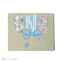 Coquette CNA Nurse Blue Floral Stethoscope Bow Cute Nurse Mousepad thumb 0