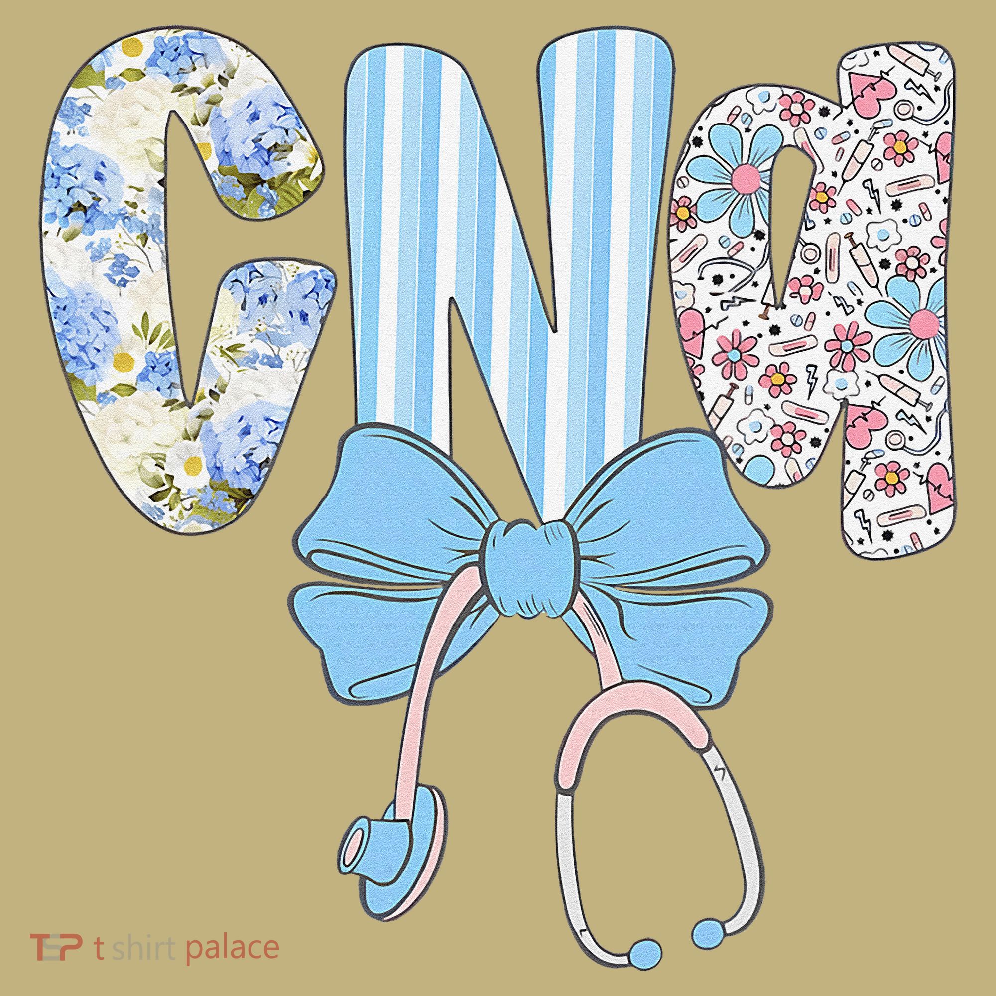 Coquette CNA Nurse Blue Floral Stethoscope Bow Cute Nurse Mousepad