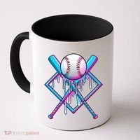 Cool Cute Neon Paint Baseball Bat Ball Diamond Coffee Mug thumb 0